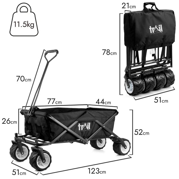 Trail Folding Beach & Camping Trolley with All-Terrain Wheels – 60kg Capacity
