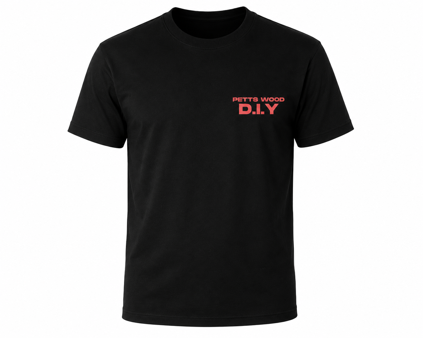 PETTS WOOD D.I.Y Premium Work T-Shirt – Black Cotton Crew Neck