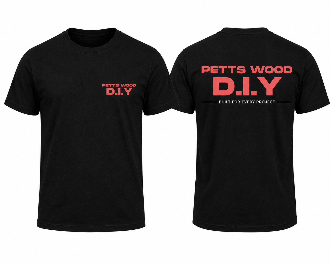 PETTS WOOD D.I.Y Premium Work T-Shirt – Black Cotton Crew Neck
