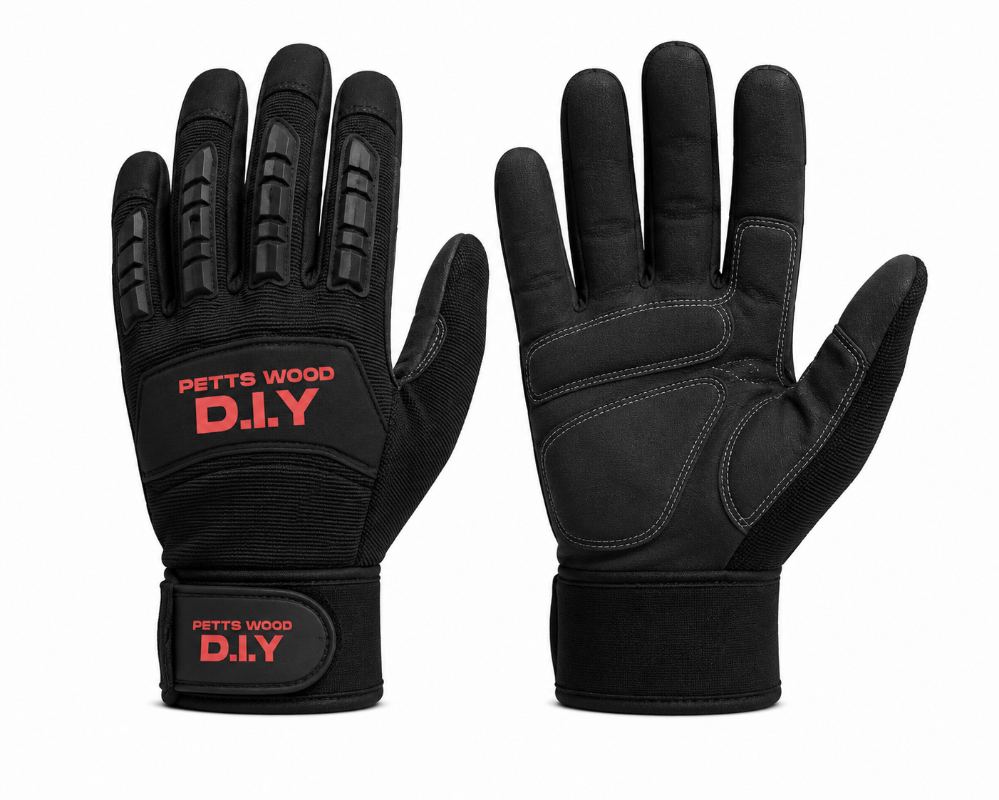 PETTS WOOD D.I.Y Premium Work Gloves – Heavy Duty Protective Gloves Black